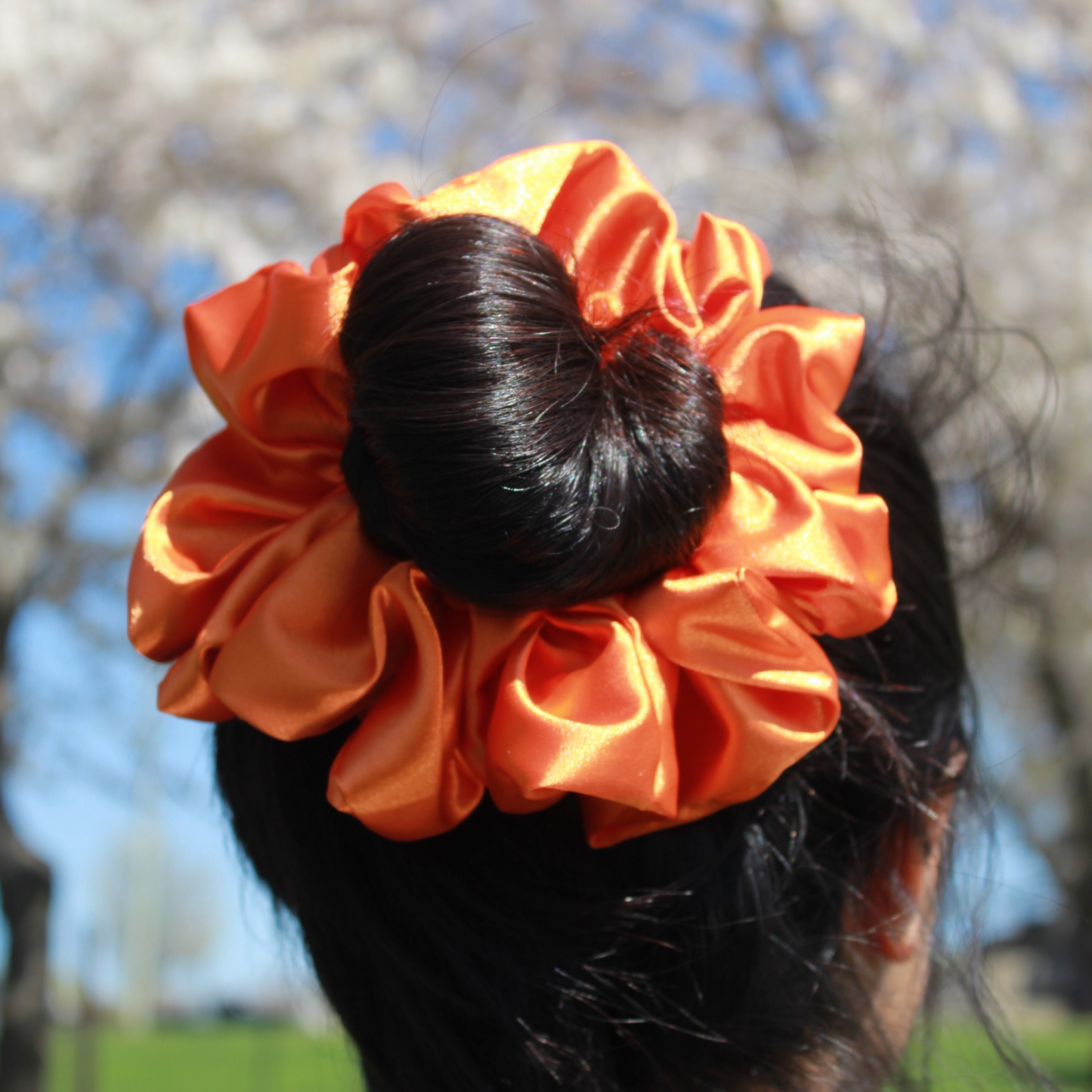 Orange Satin Scrunchie