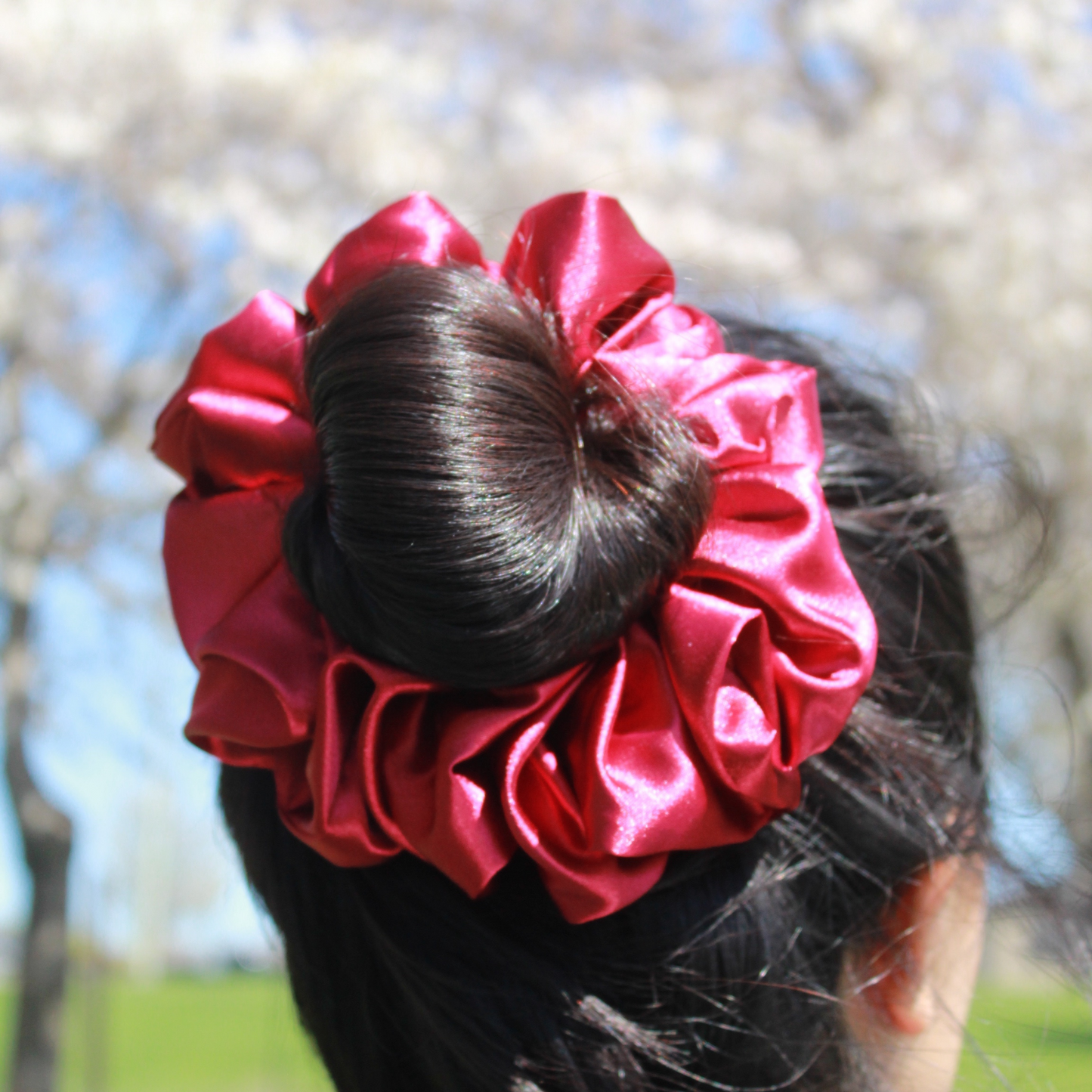 Burgundy Satin Scrunchie