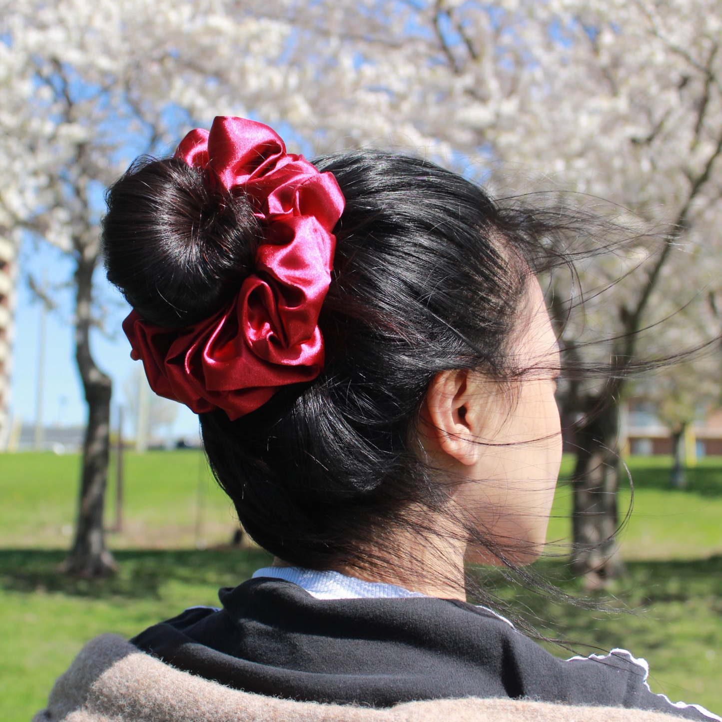 Burgundy Satin Scrunchie