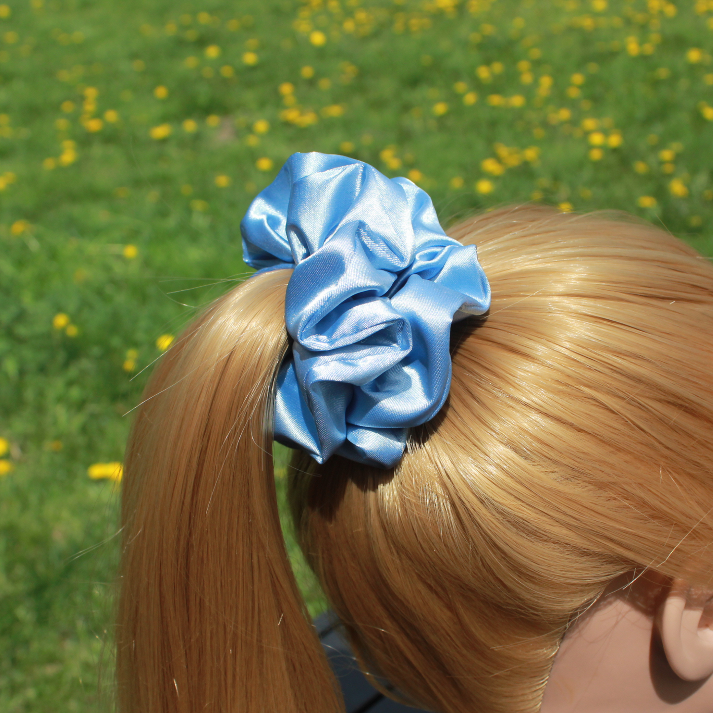 Light Blue Satin Scrunchie