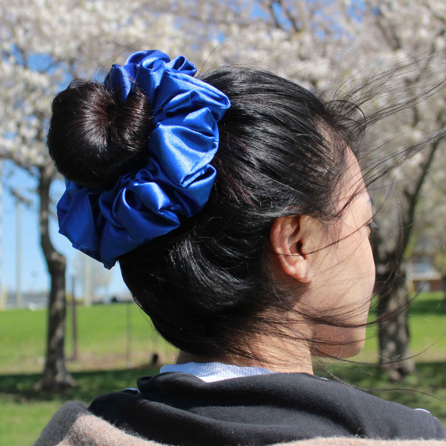 Royal Blue Satin Scrunchie