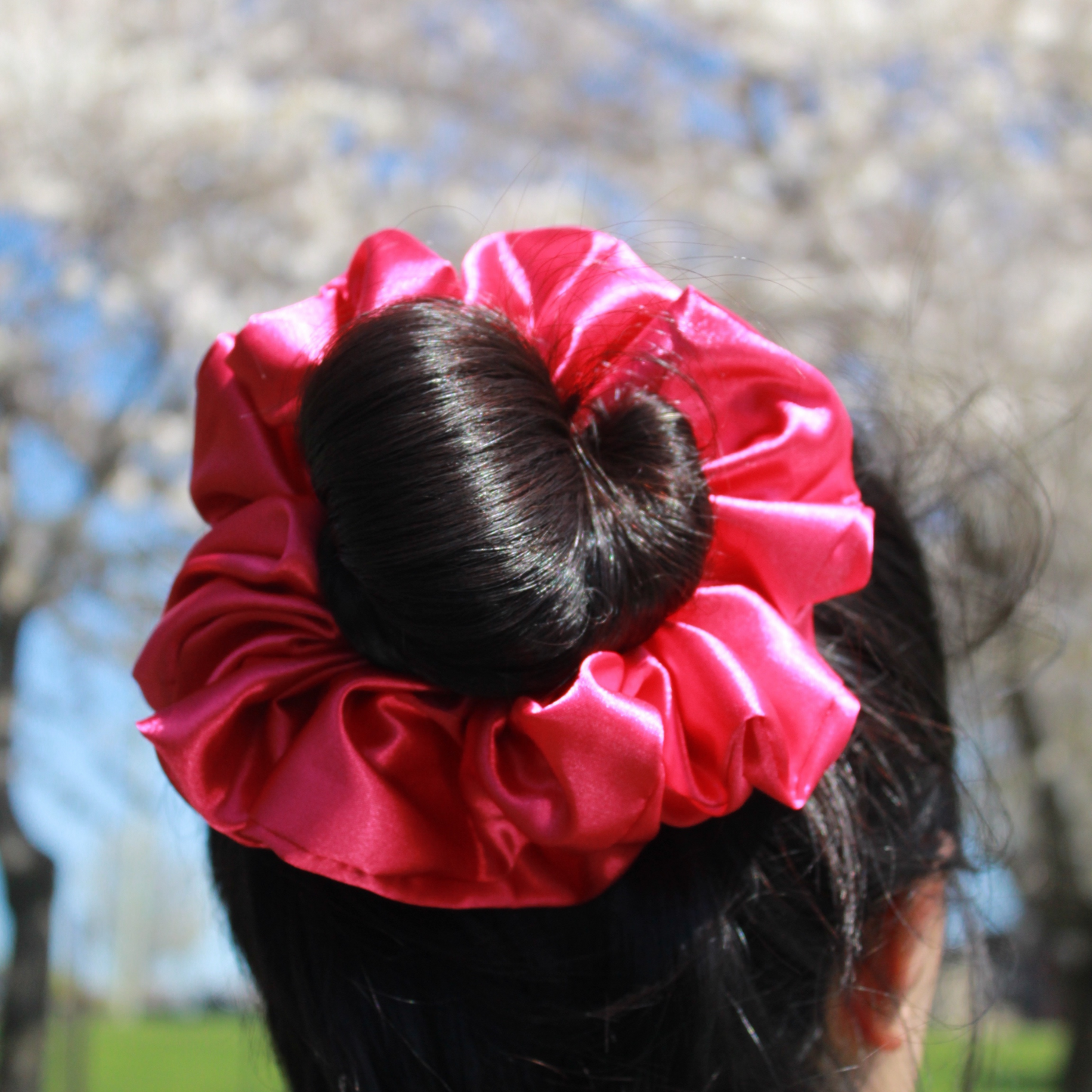 Fuchsia Satin Scrunchie