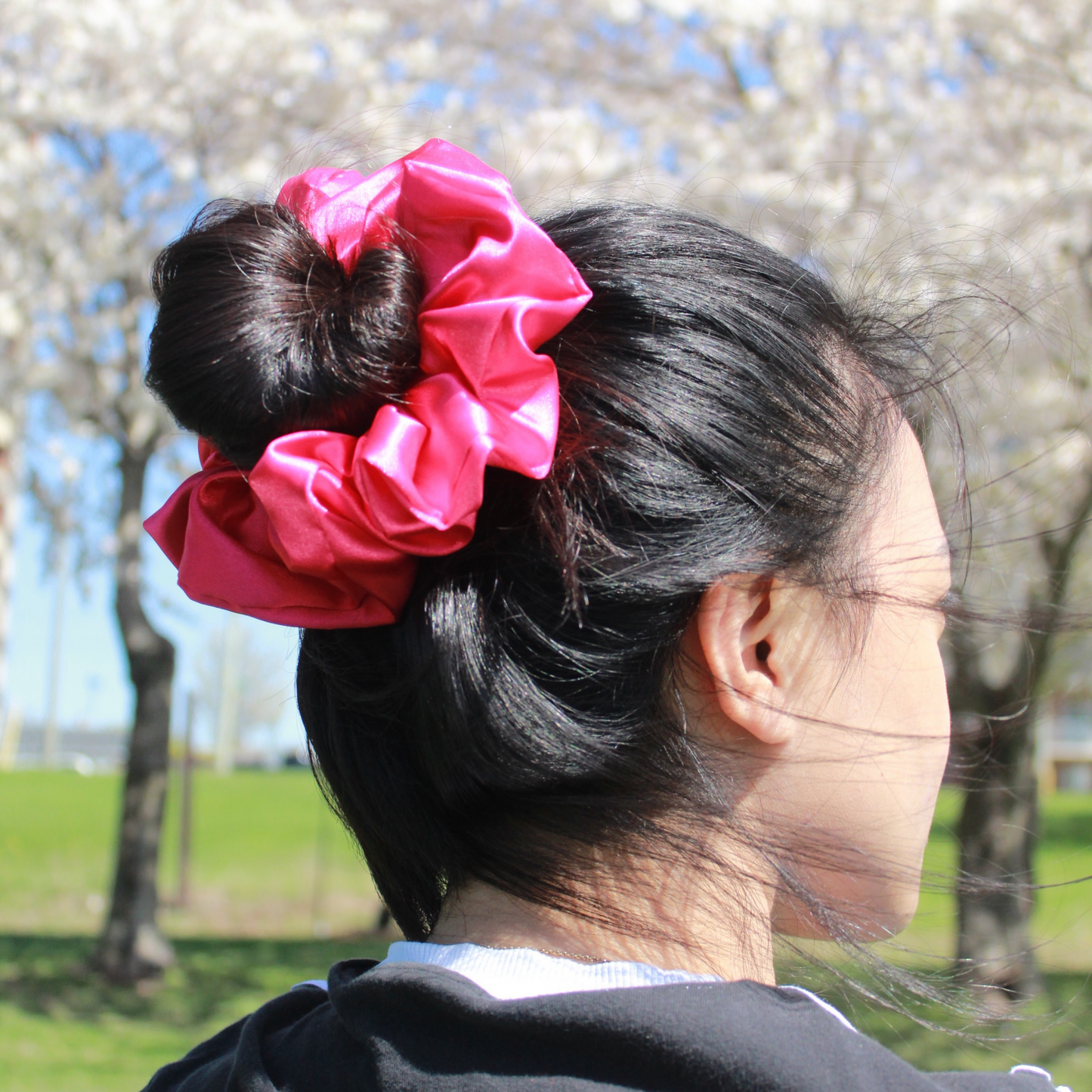 Fuchsia Satin Scrunchie