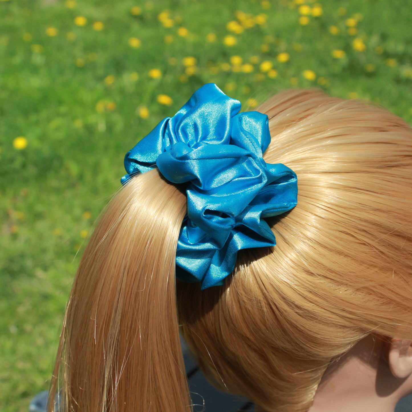 Turquoise Satin Scrunchie