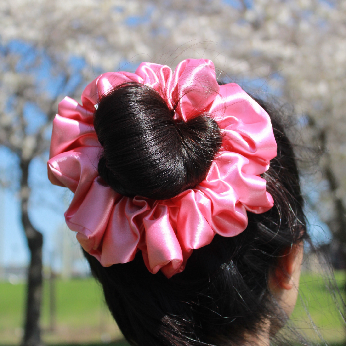 Coral Satin Scrunchie