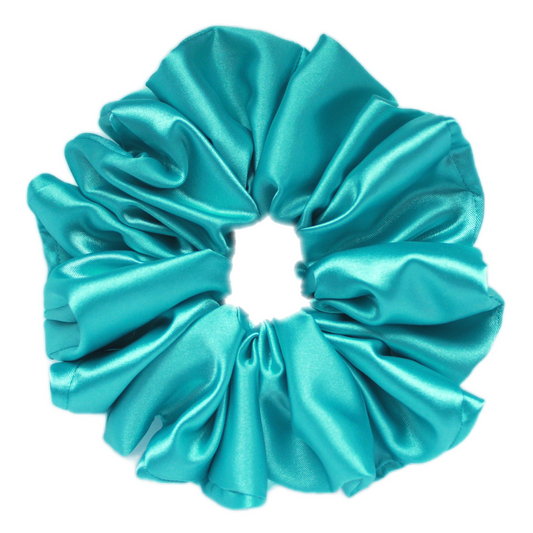 Aqua Blue Satin Scrunchie