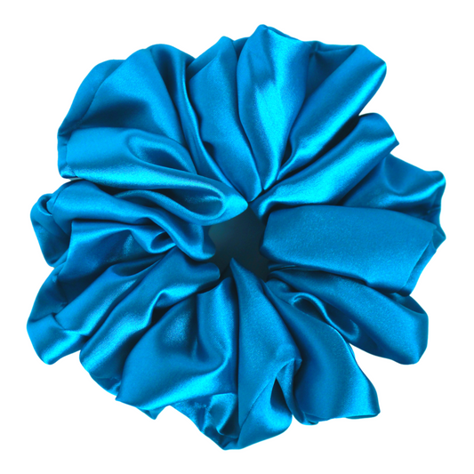 Turquoise Satin Scrunchie