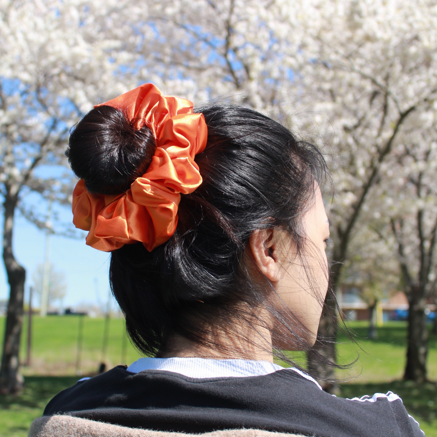 Orange Satin Scrunchie
