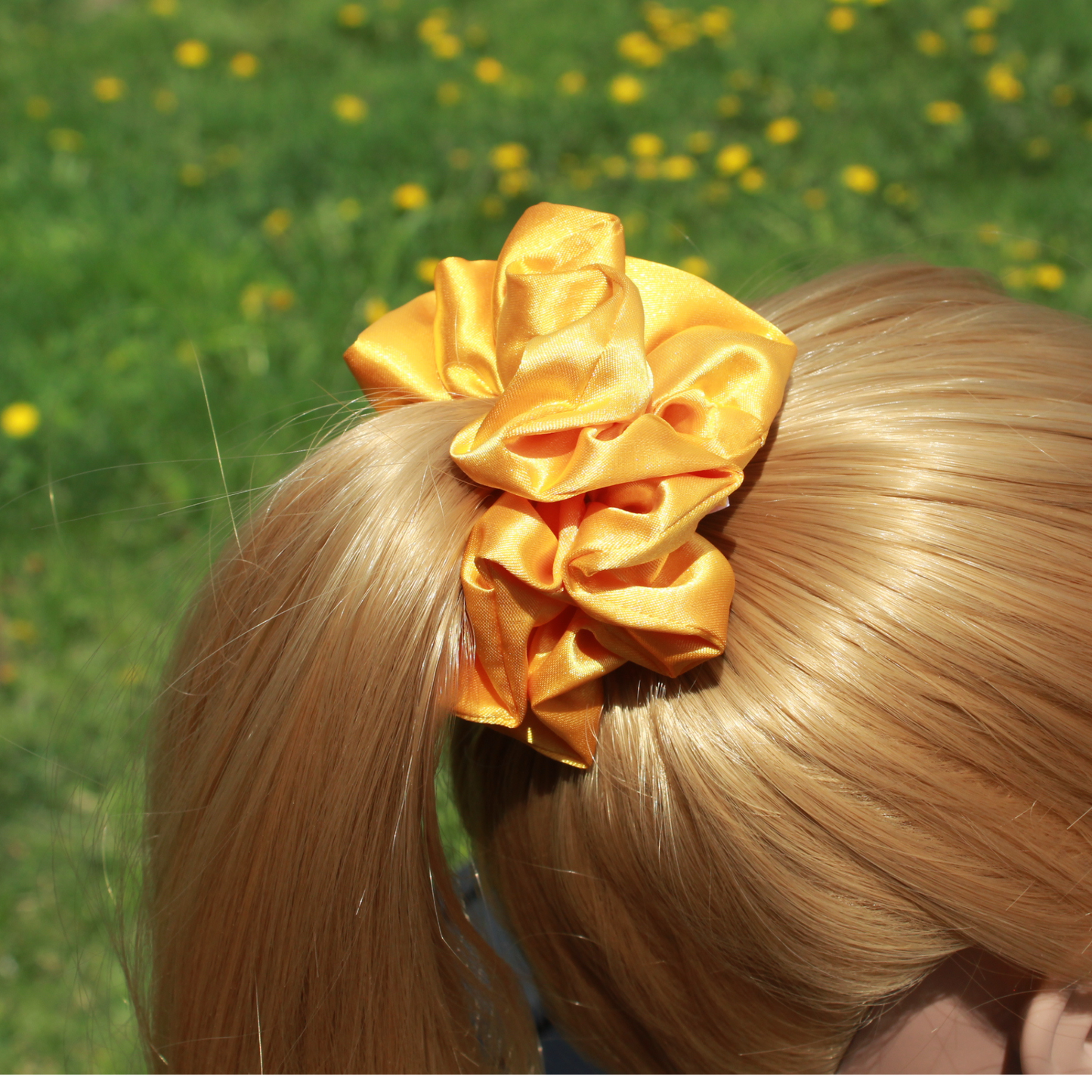 Sunflower Yellow Satin Scrunchie