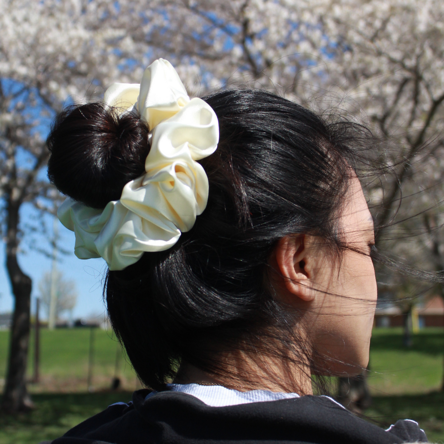 Off-White Satin Scrunchie