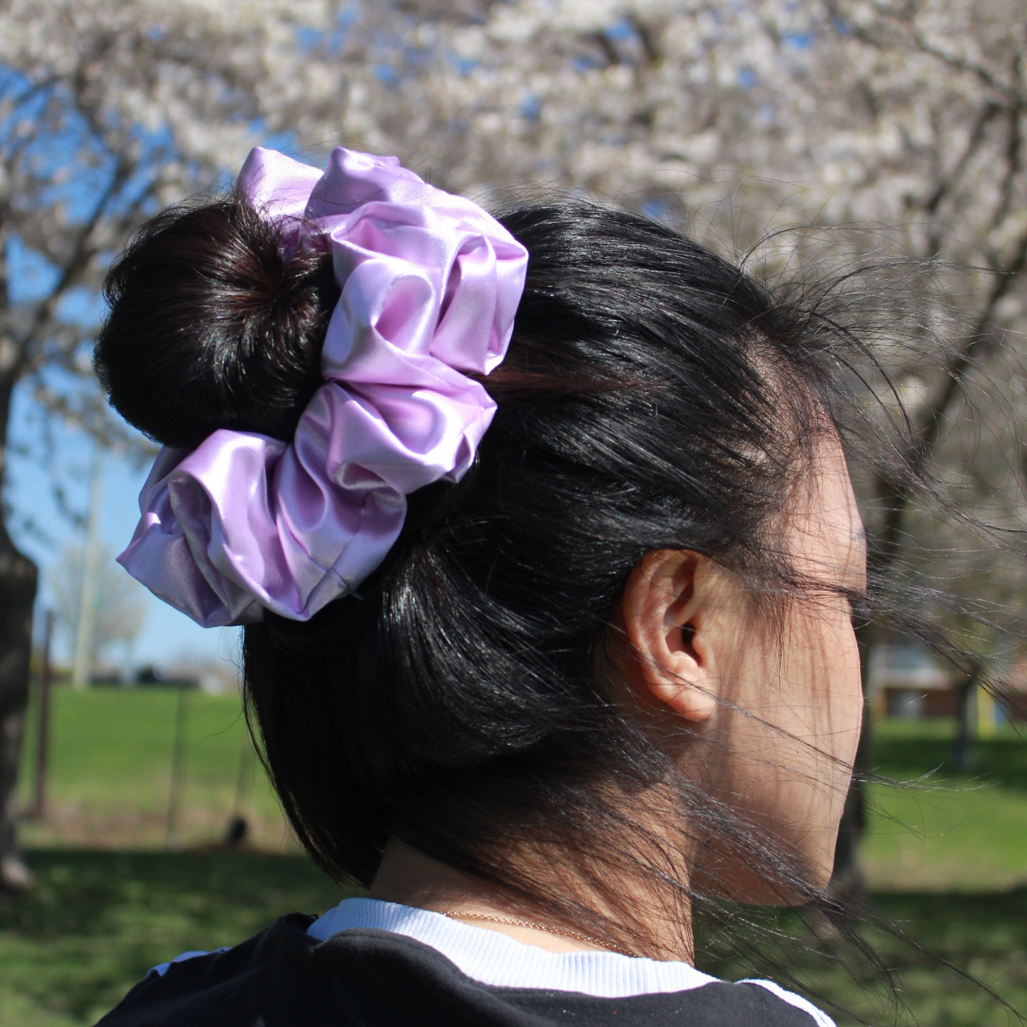 Lavender Satin Scrunchie