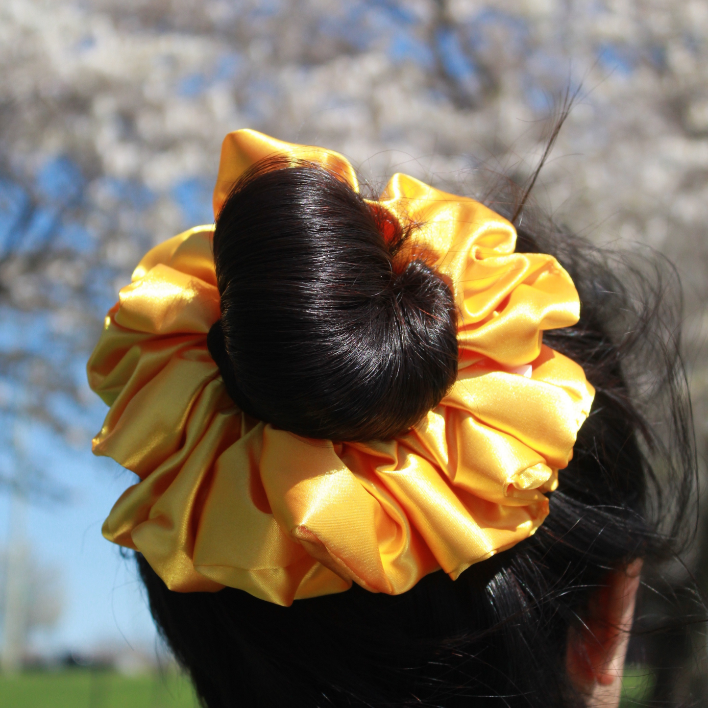 Sunflower Yellow Satin Scrunchie