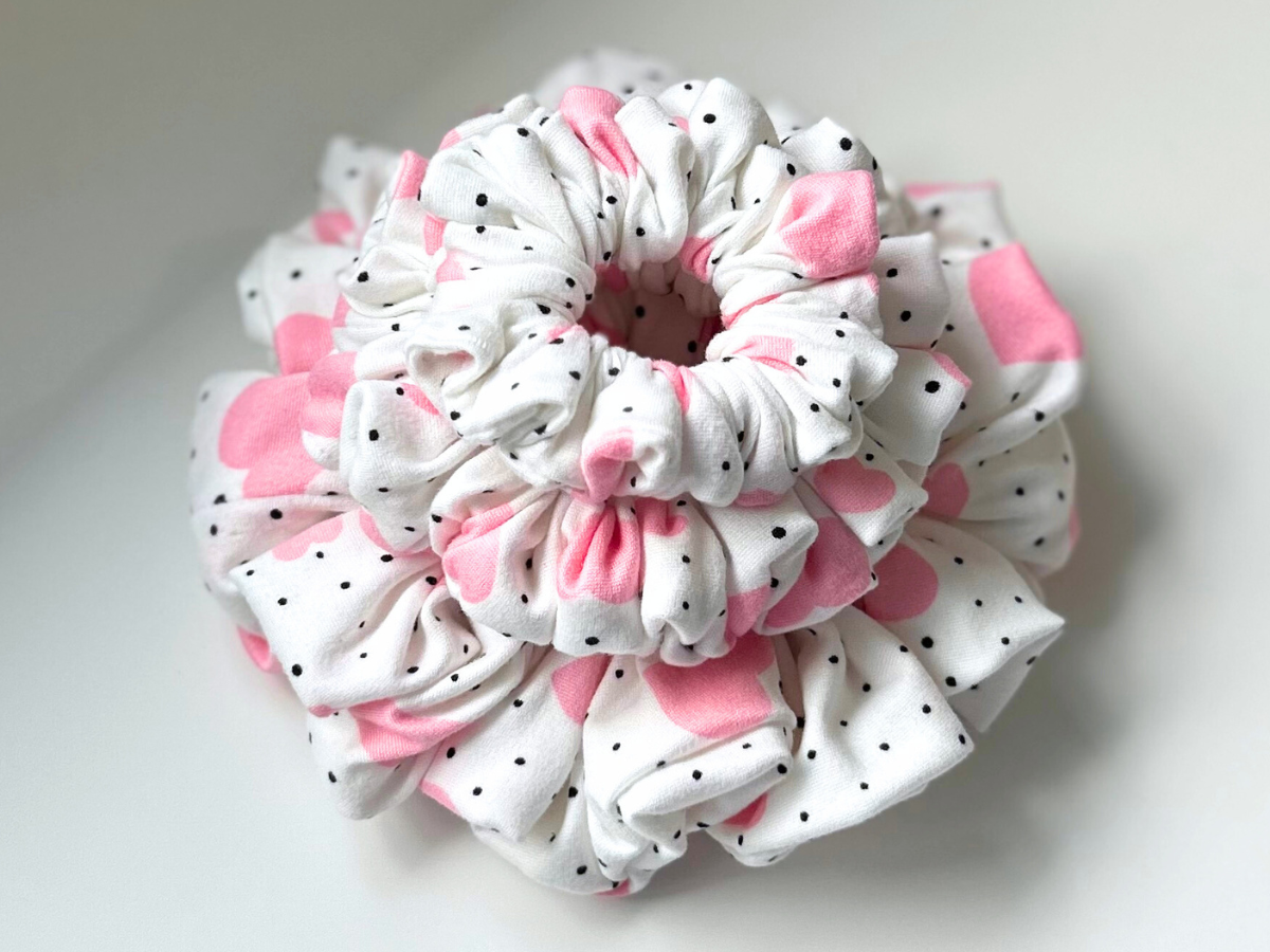 Hearts and Polka Dots Scrunchie