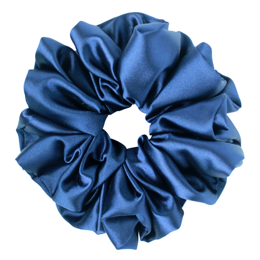 Navy Blue Satin Scrunchie