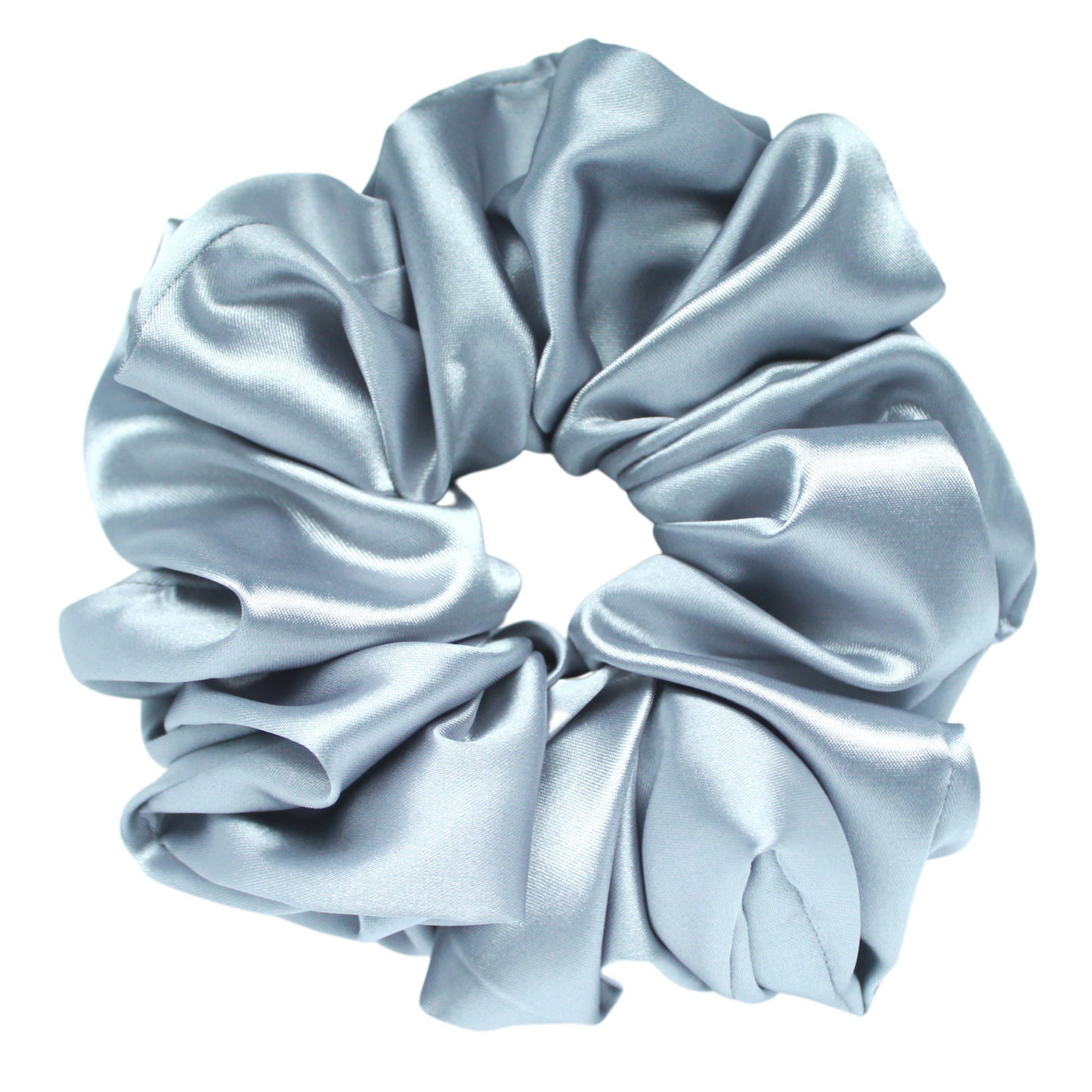 Silver Satin Scrunchie