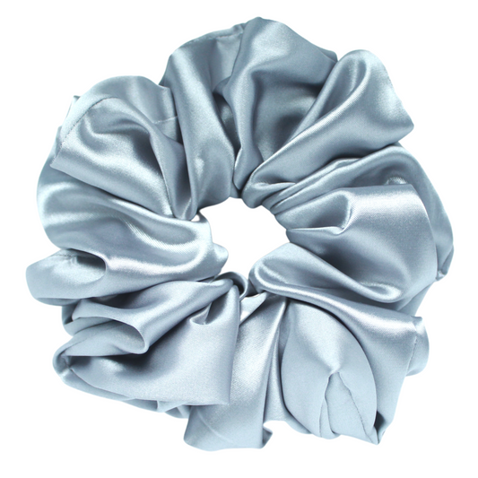 Silver Satin Scrunchie