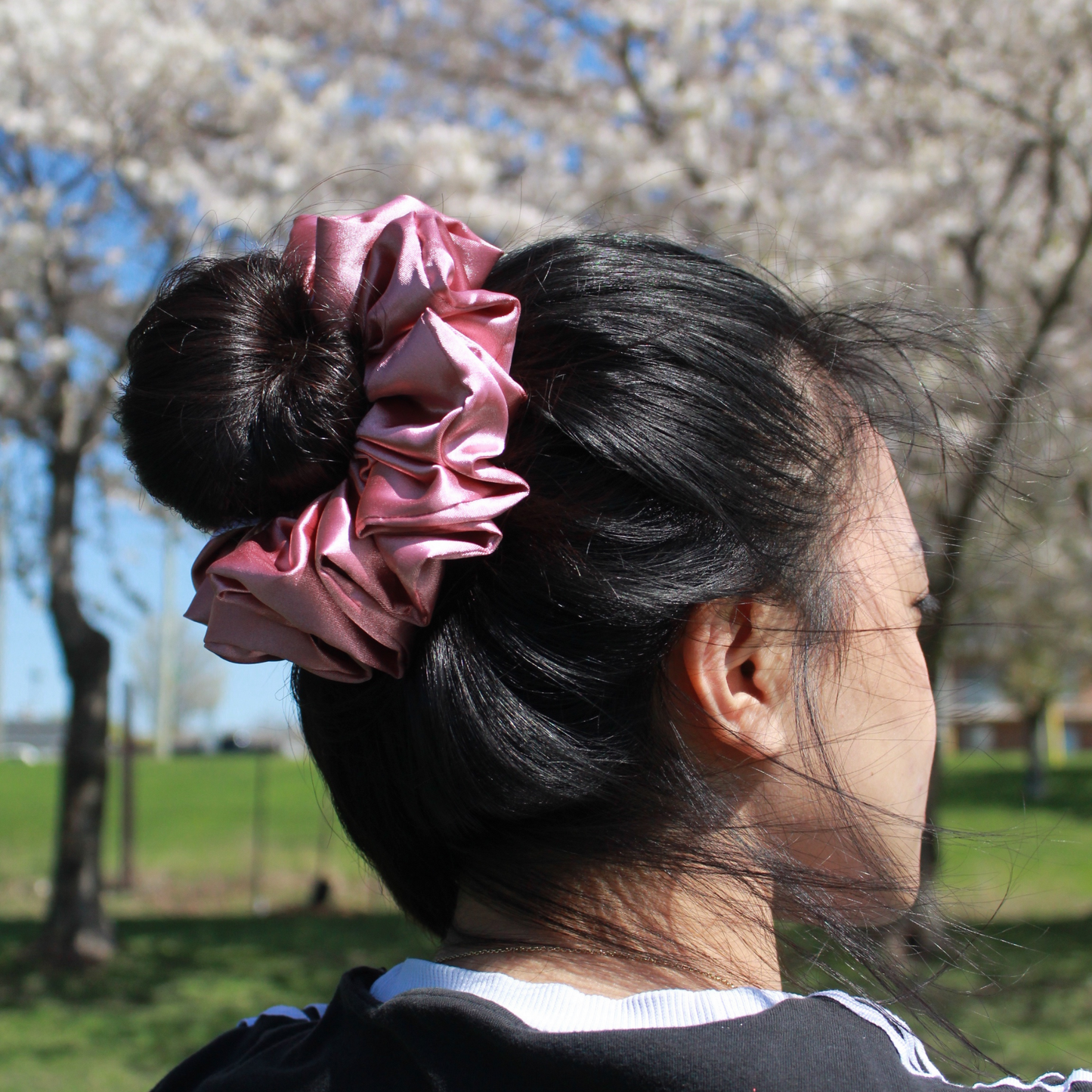 Dusty Rose Satin Scrunchie