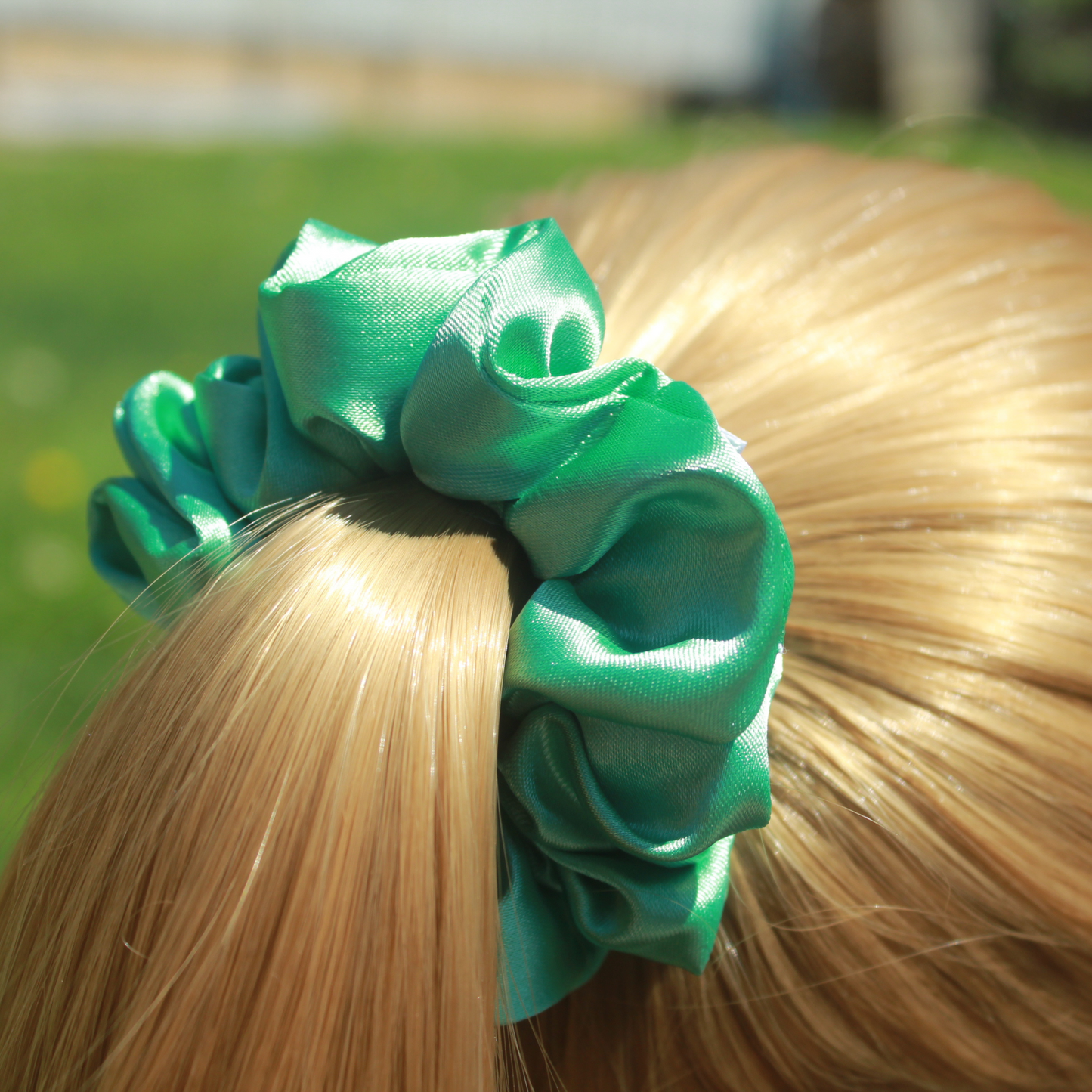 Aqua Green Satin Scrunchie