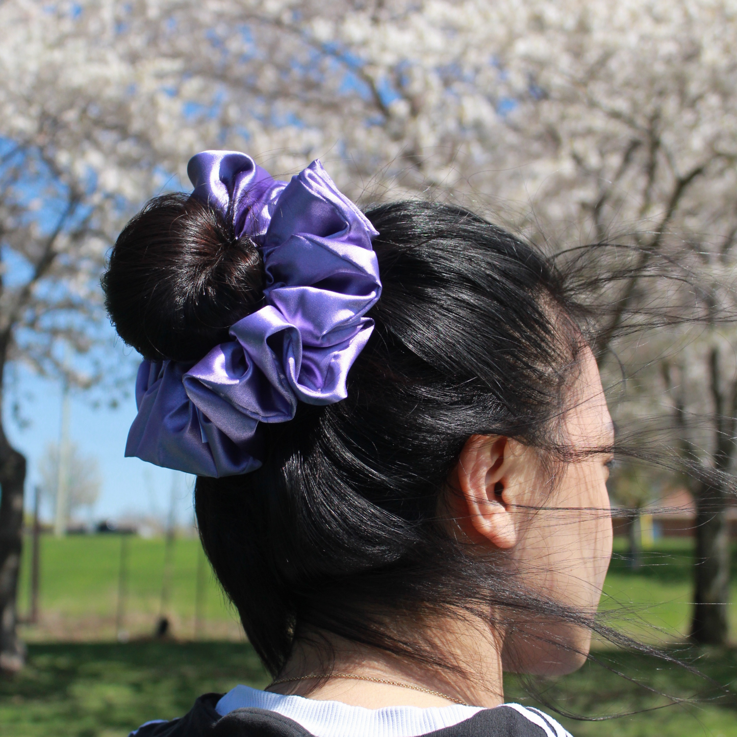 Lilac Satin Scrunchie