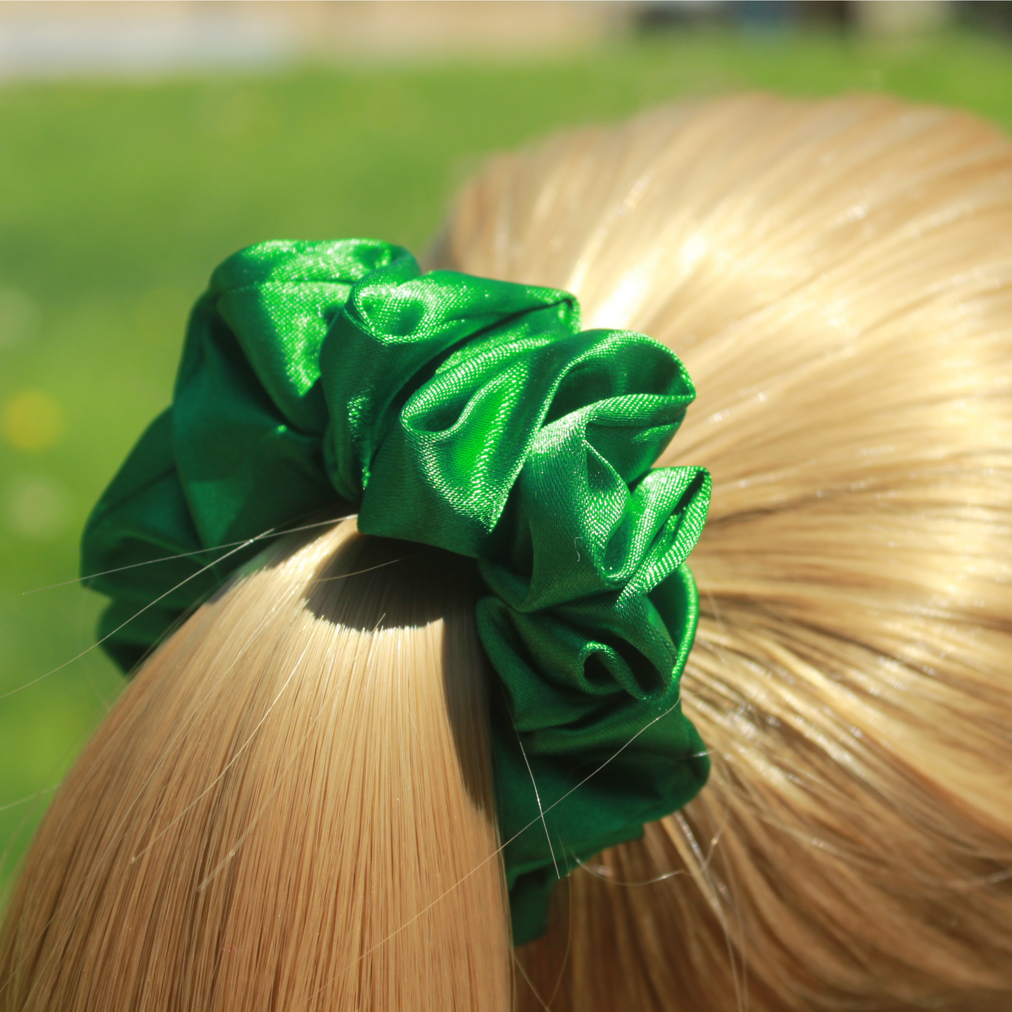 Kelly Green Satin Scrunchie