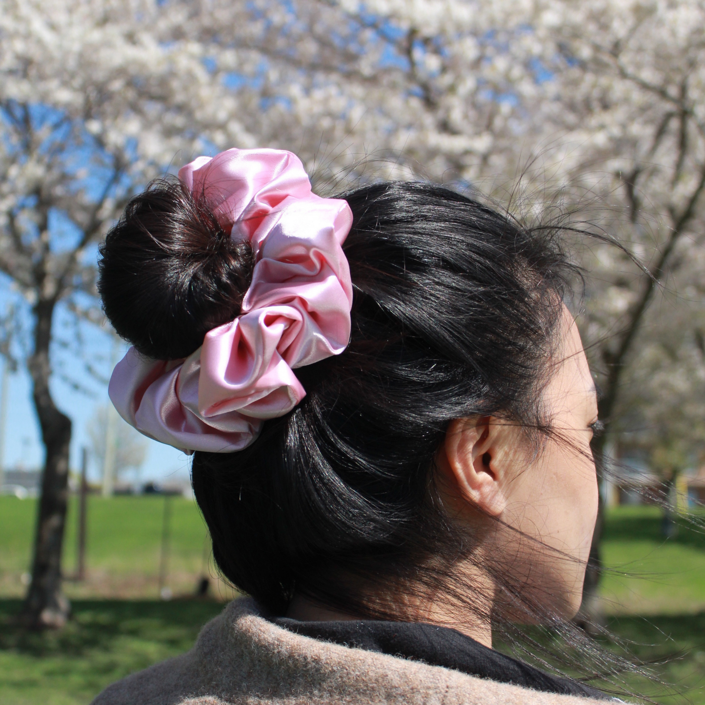Light Pink Satin Scrunchie