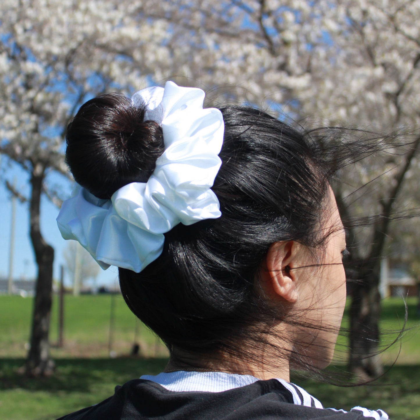 White Satin Scrunchie