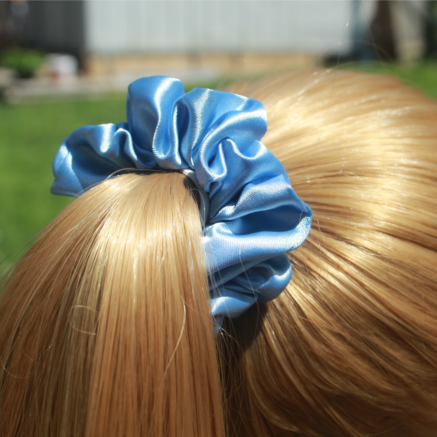 Light Blue Satin Scrunchie