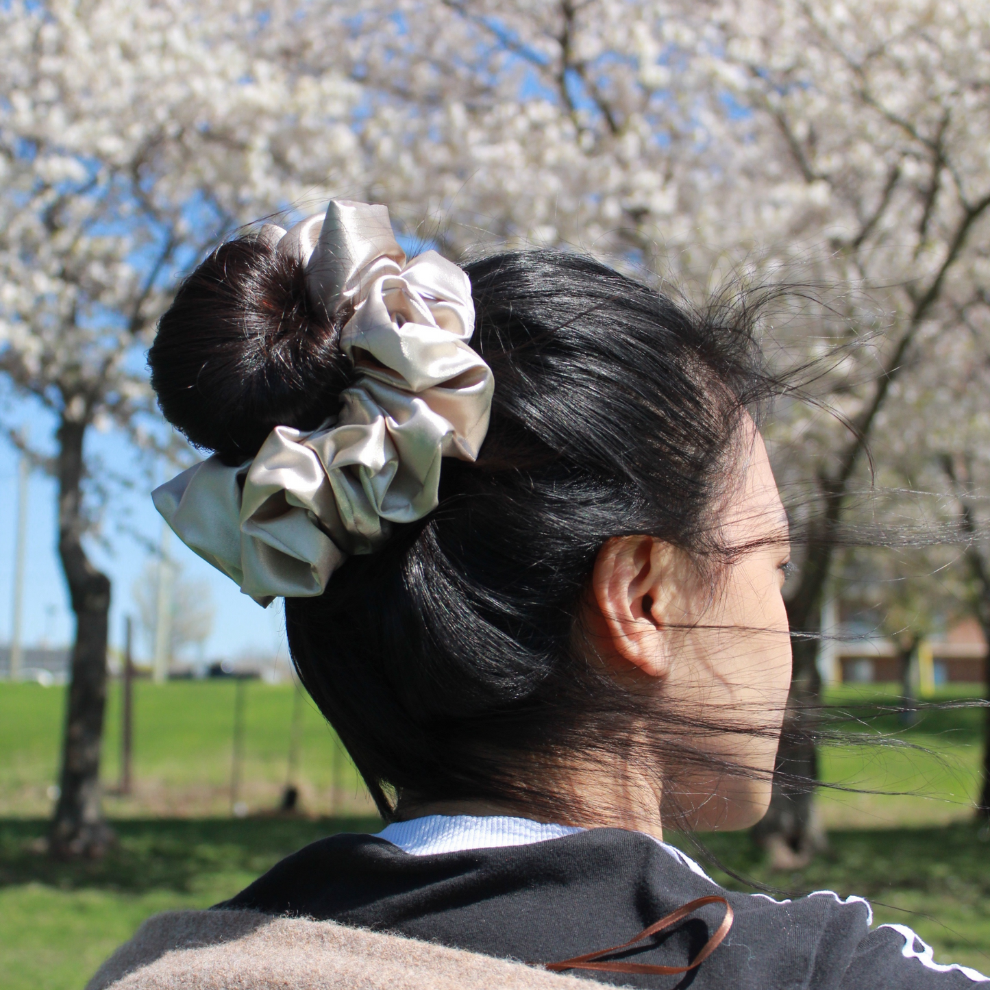 Champagne Satin Scrunchie