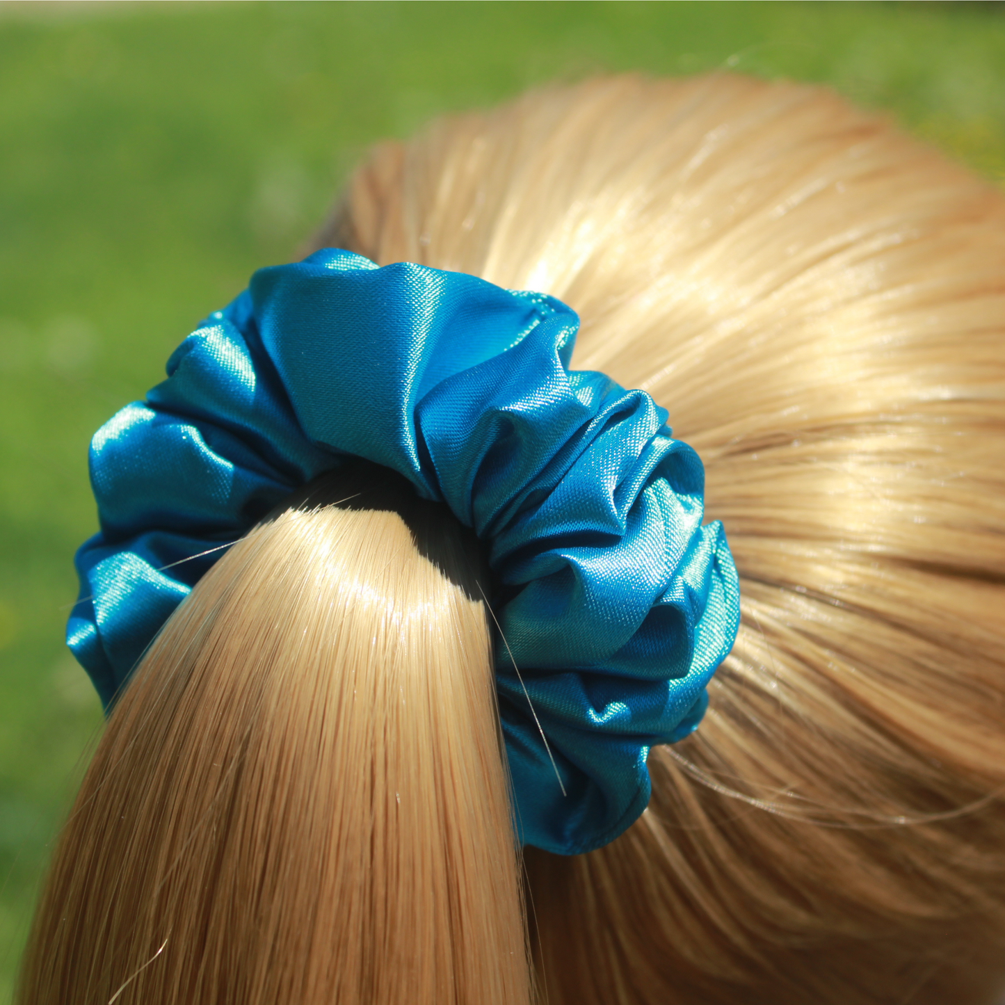 Turquoise Satin Scrunchie