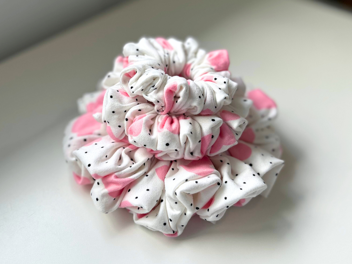 Hearts and Polka Dots Scrunchie
