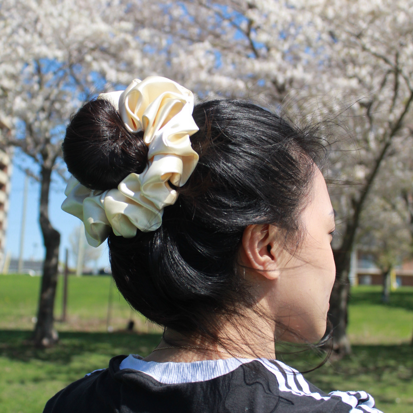 Beige Satin Scrunchie