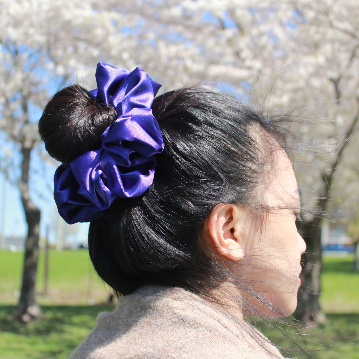 Purple Satin Scrunchie
