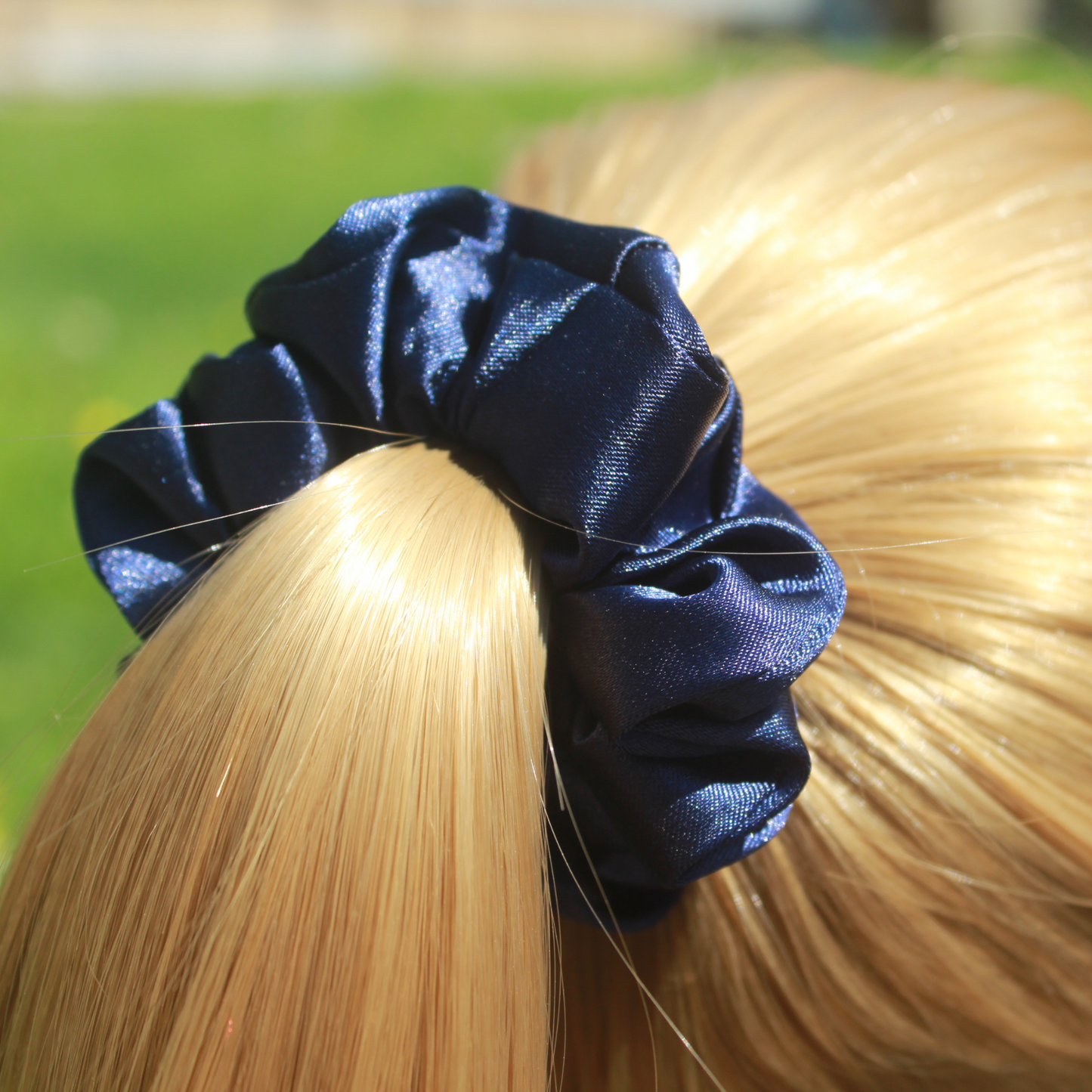 Navy Blue Satin Scrunchie