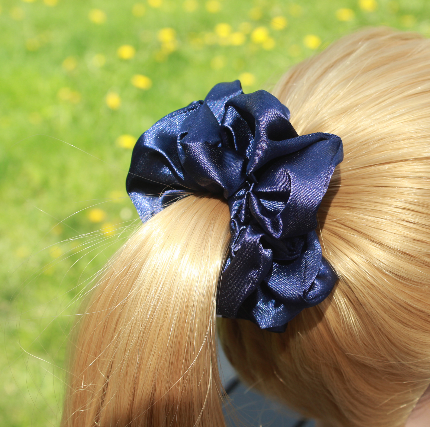 Navy Blue Satin Scrunchie