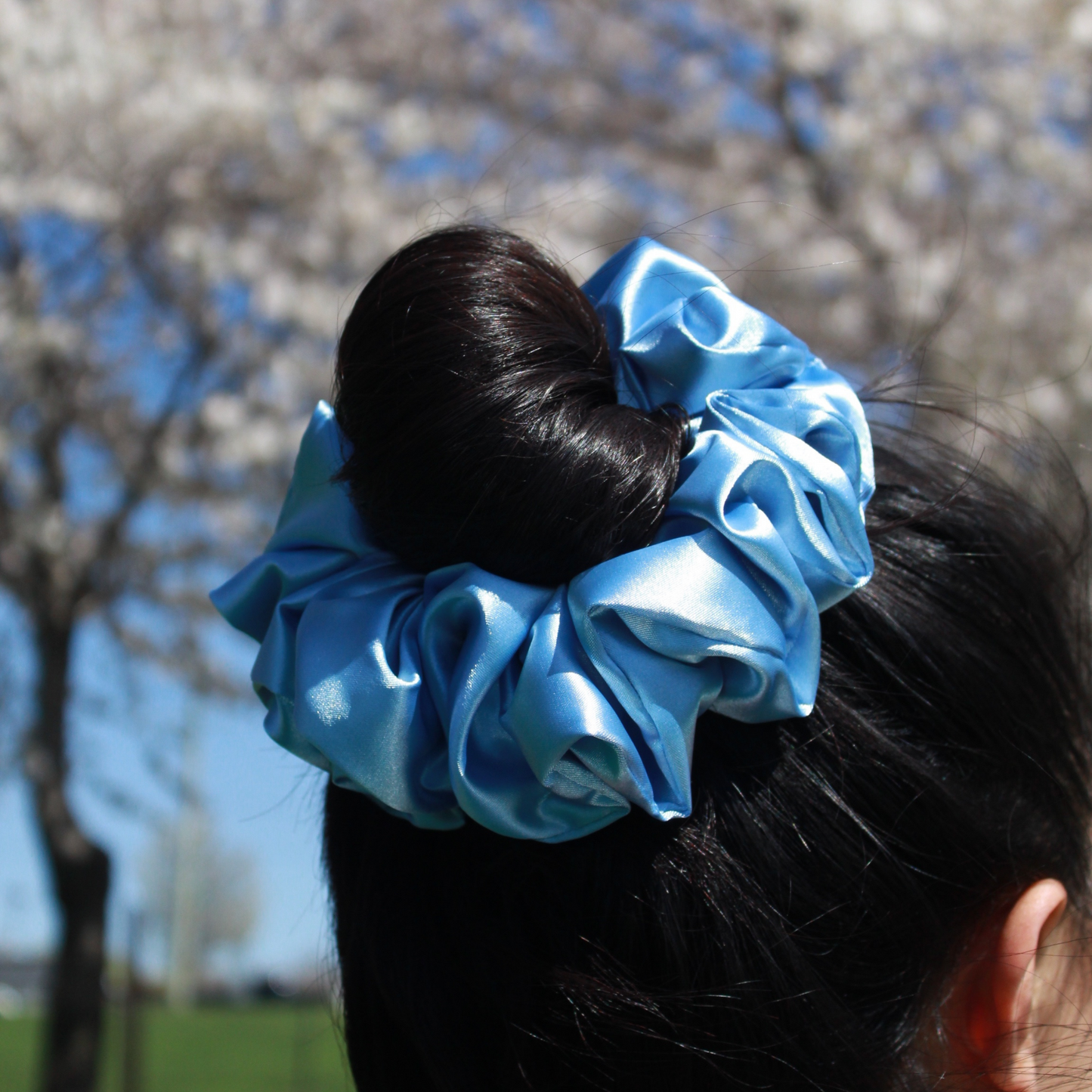 Light Blue Satin Scrunchie