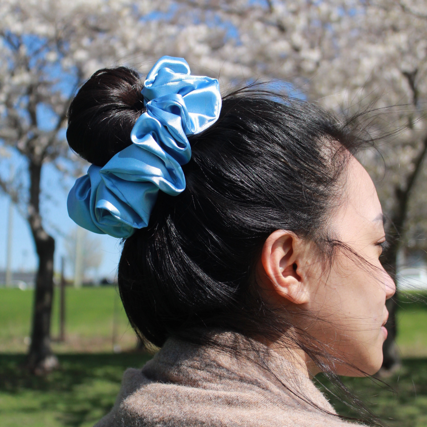 Light Blue Satin Scrunchie