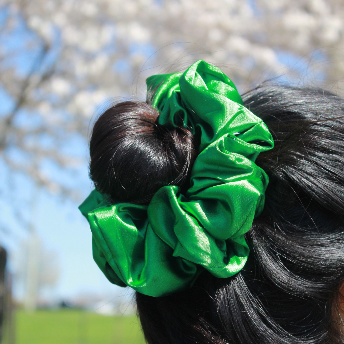 Kelly Green Satin Scrunchie