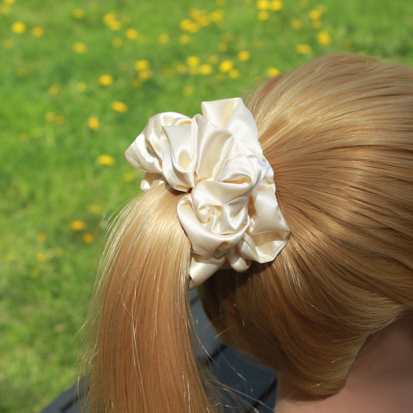 Beige Satin Scrunchie