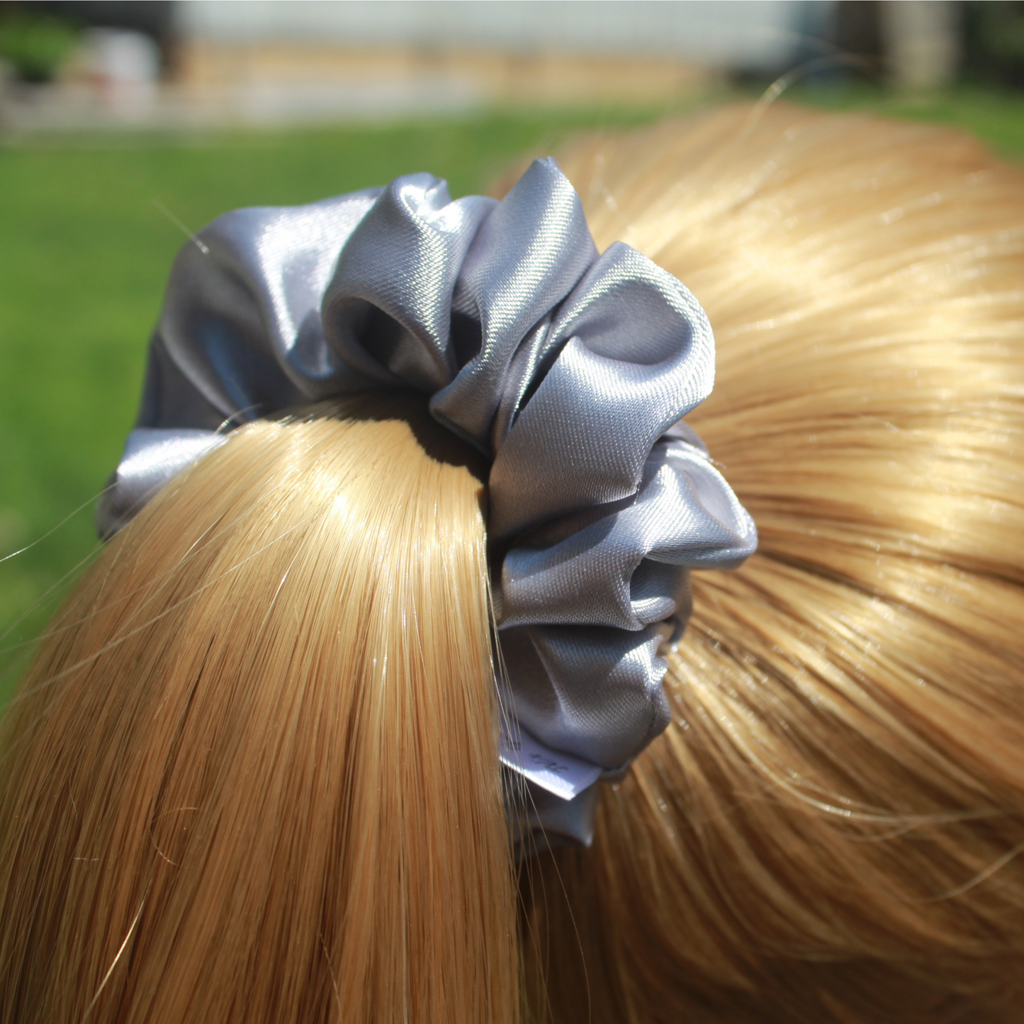 Silver Satin Scrunchie