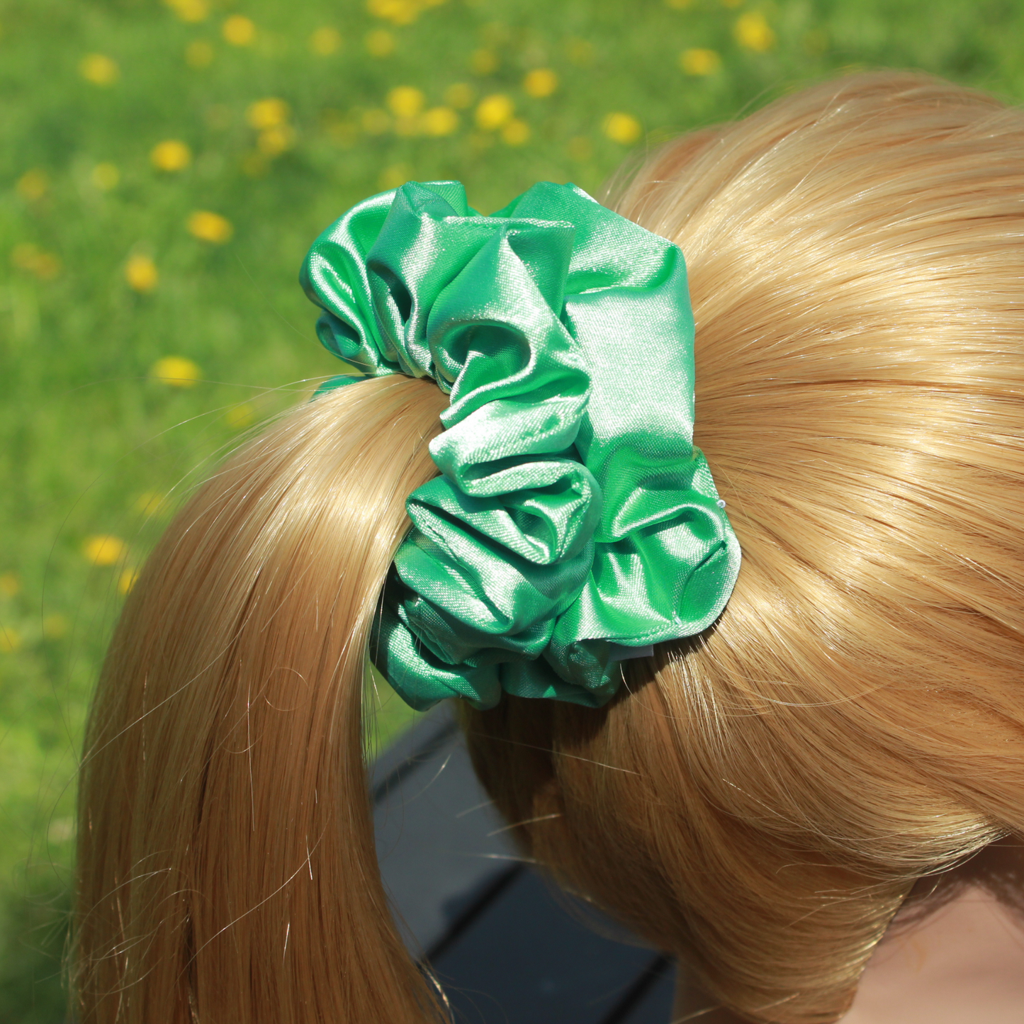 Aqua Green Satin Scrunchie