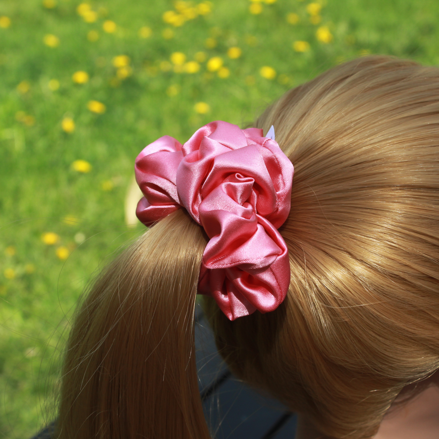 Coral Satin Scrunchie