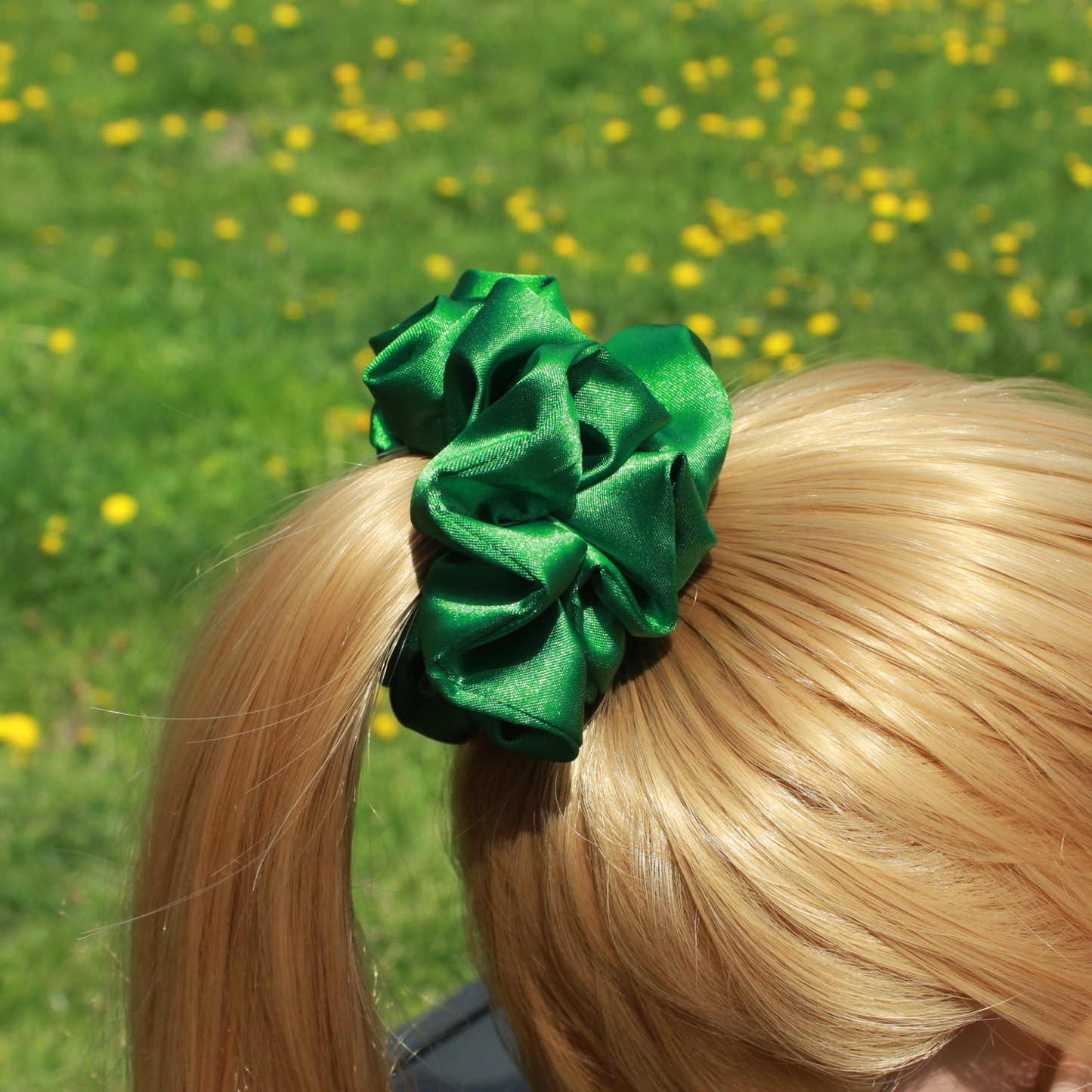 Kelly Green Satin Scrunchie