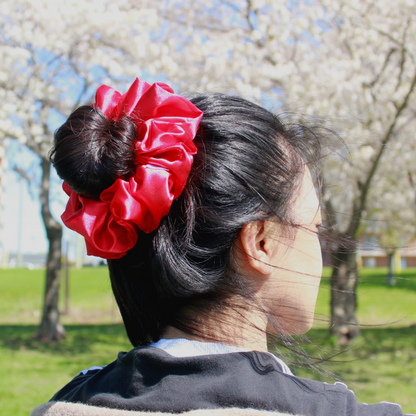 Dark Red Satin Scrunchie