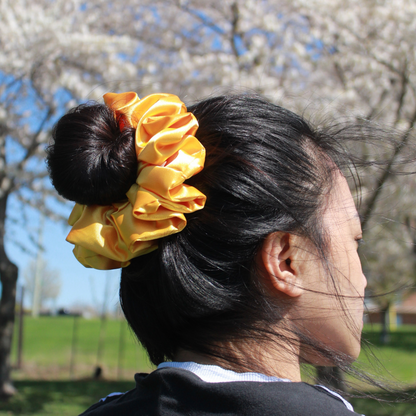Sunflower Yellow Satin Scrunchie