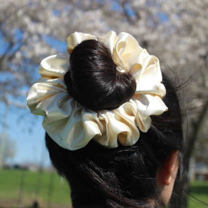 Beige Satin Scrunchie