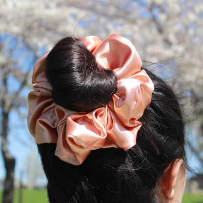 Peach Satin Scrunchie