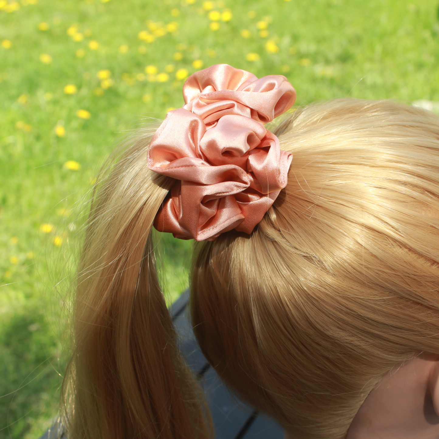 Peach Satin Scrunchie