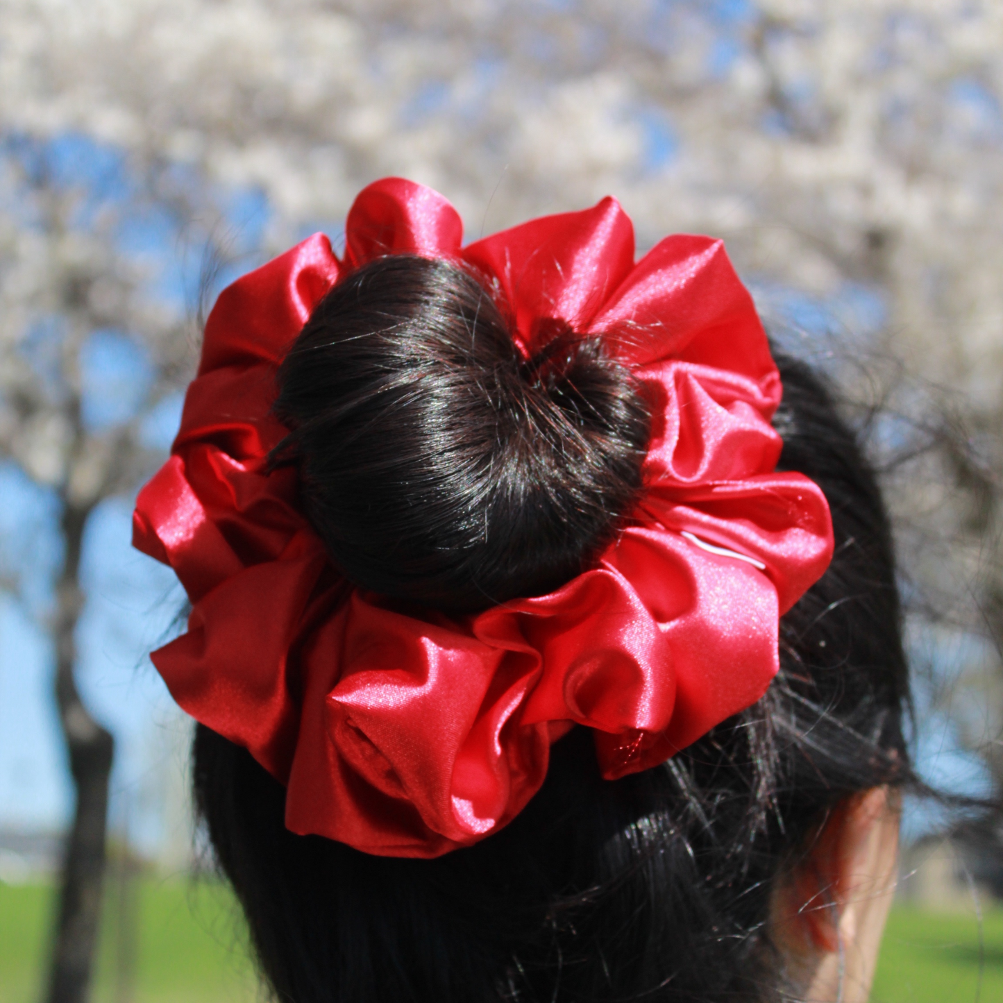 Dark Red Satin Scrunchie